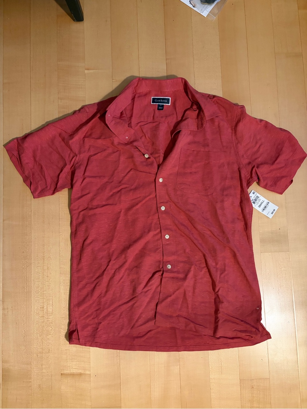 Club Room Red Short-Sleeve Button-Down Shirt